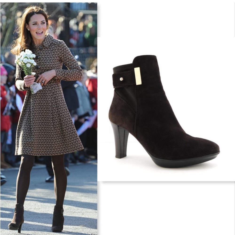 AQUATALIA Women’s Leather Suede Black Heeled Ankle Boots Bootie 6.5